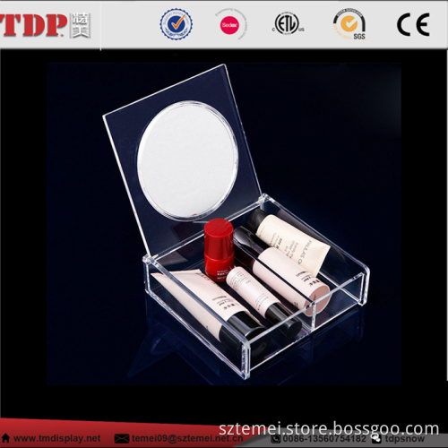 customized clear acrylic storage box makeup organizer acrylic cosmetic with mirror